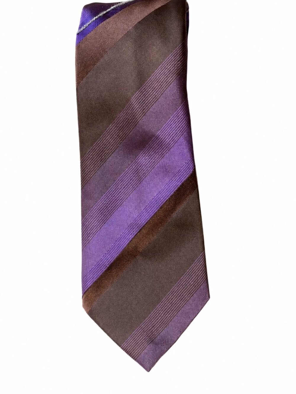 Gianfranco Ferré Silk Tie – Brown & Purple Diagonal Stripe – 3.25" Classic Width